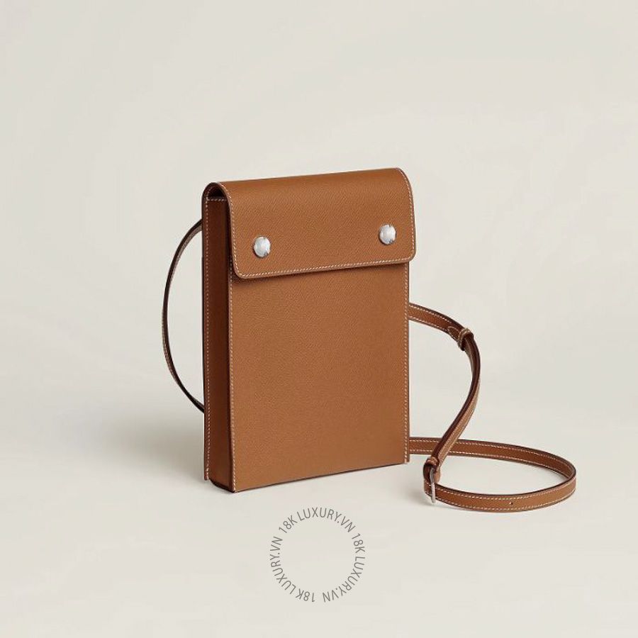 Túi Đeo Chéo Mini Hermes Vertical To Go pouch Gold H088129CK37 MHM317
