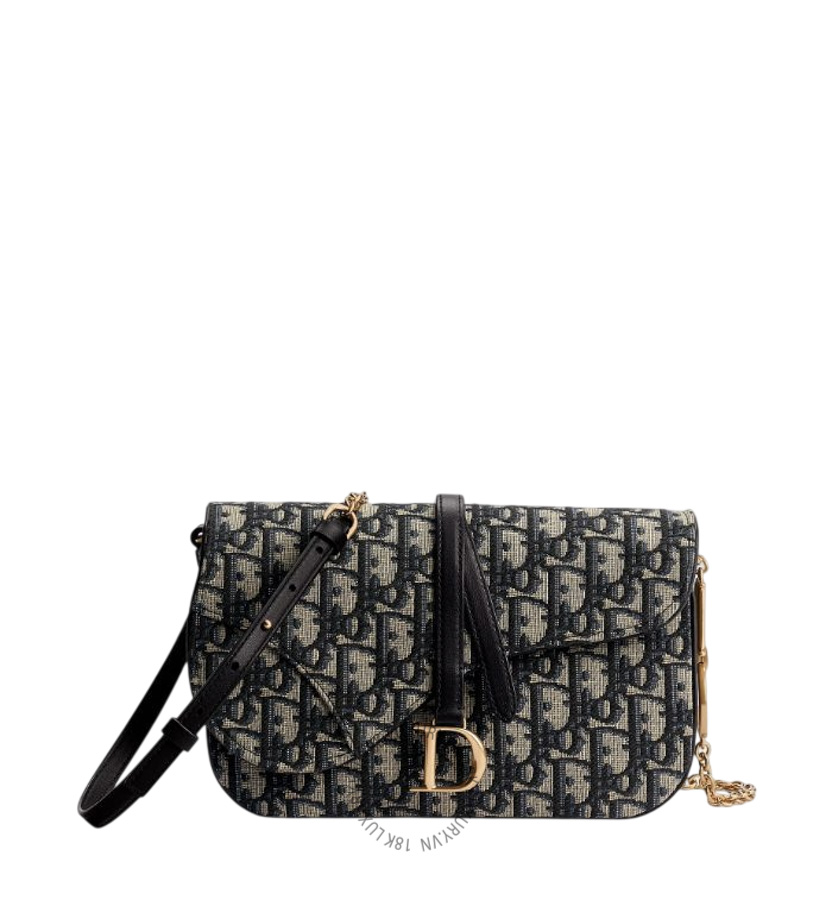 Túi Đeo Chéo Saddle Gallop Pouch with Chain Blue Dior Oblique Jacquard S5896CTZQ_M928 RMTM057