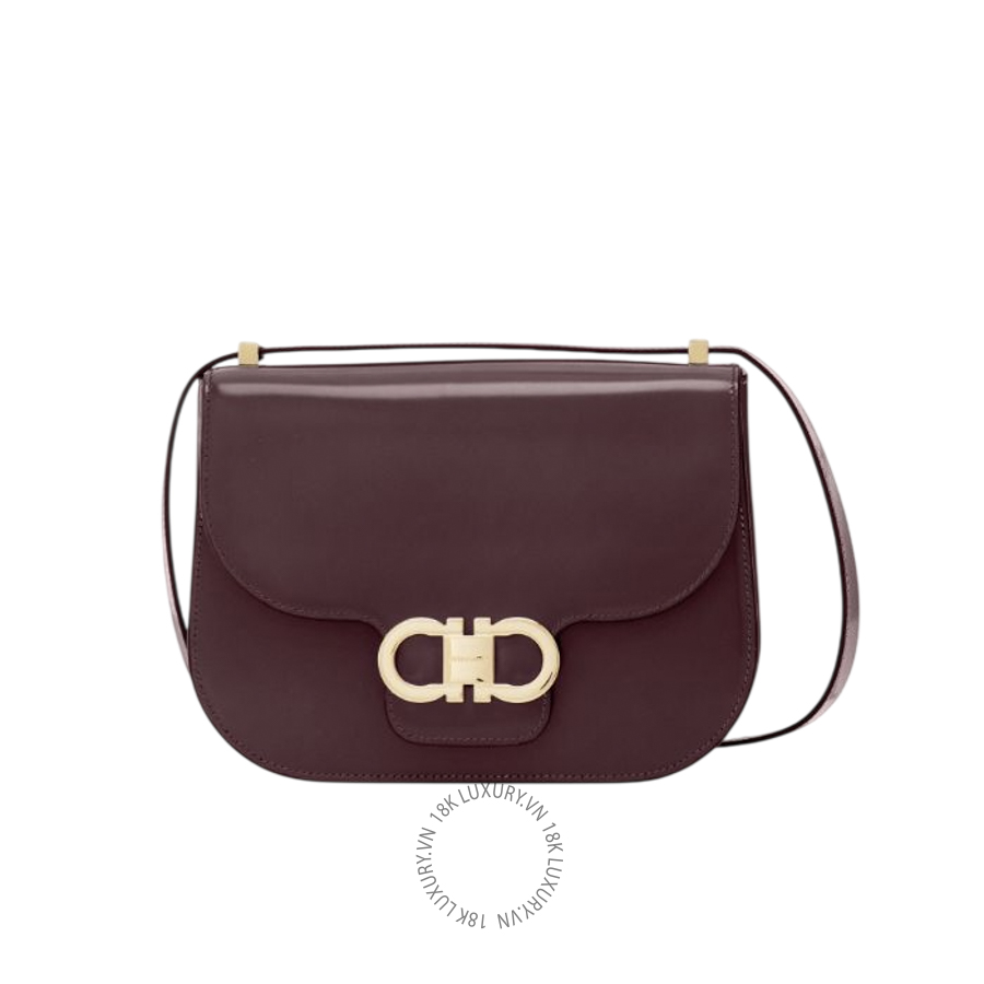 Túi Đeo Chéo Salvatore Ferragamo Double Gancini North-South crossbody bag plum 219867789542 MTRK069
