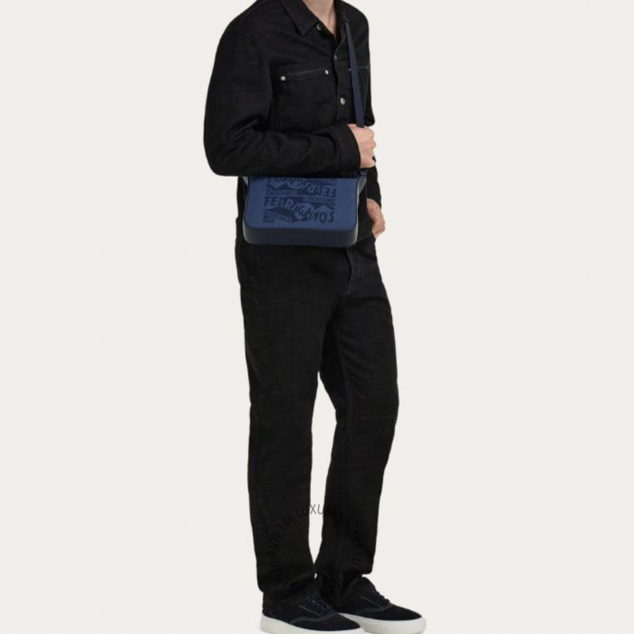 Túi đeo chéo Salvatore Ferragamo shoulder bag with logo navy blue/black 241910793622 PUCH054