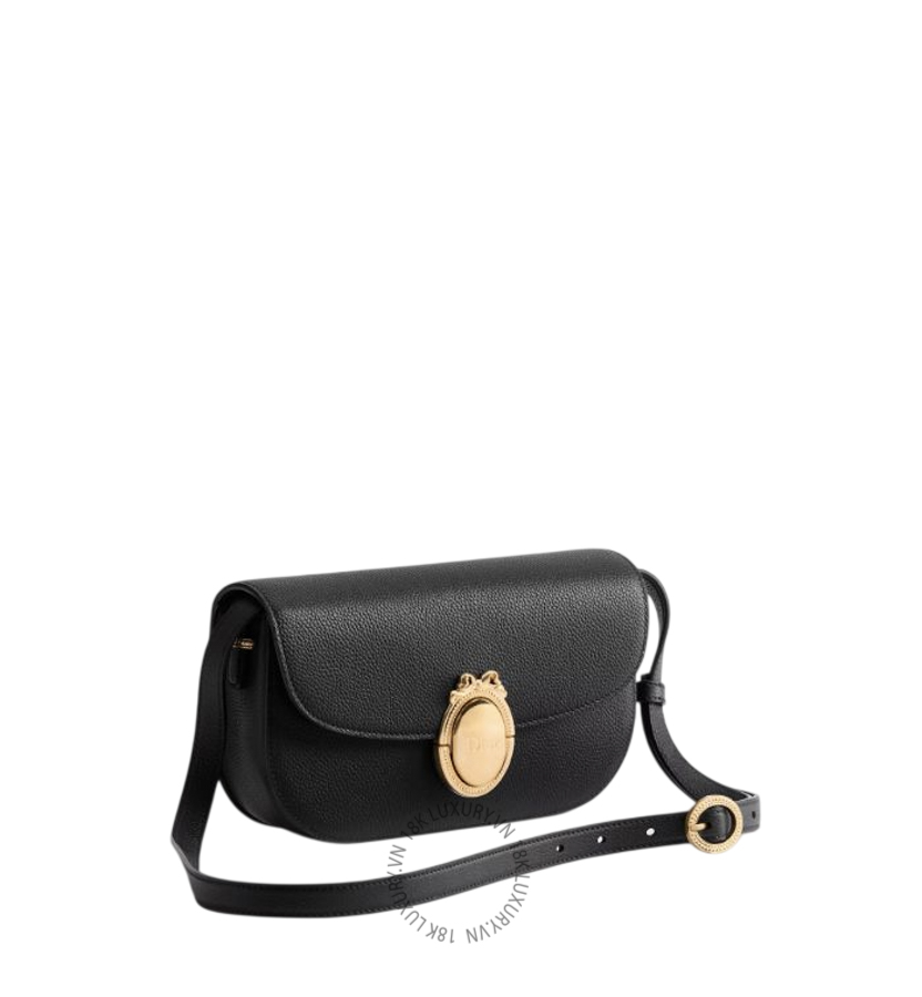 Túi Đeo Chéo Small Dior Médaillon Flap Bag Màu Đen Authentic M3919QDWP_M900 AMXM040