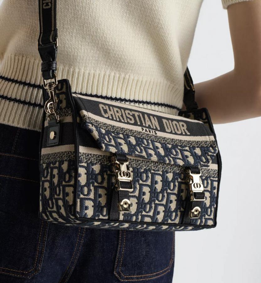Túi Đeo Chéo Small Diorcamp Bag Blue Dior Oblique Jacquard M1241ORIW_M928 AMXM319