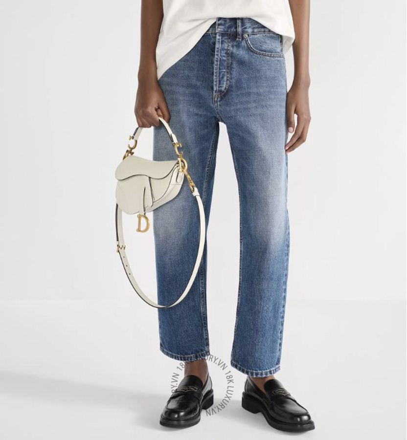 Túi Dior Mini Saddle Bag with Strap Latte Grained Calfskin M0456CBAA_M030 AMXM321