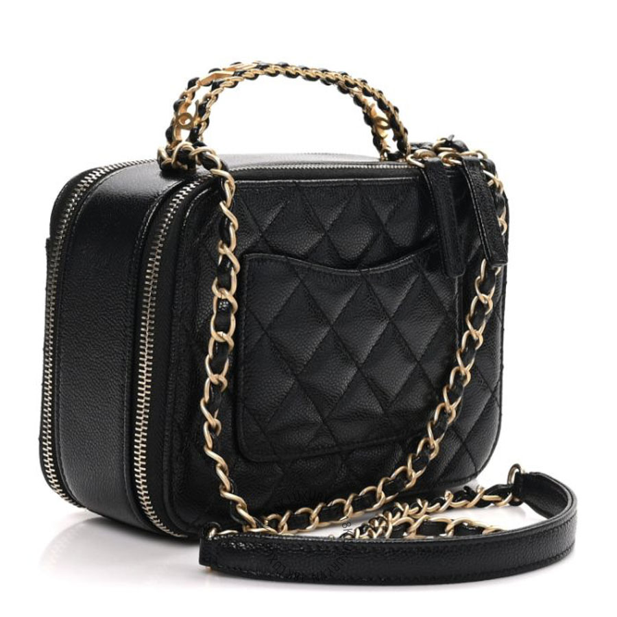 Túi Hộp Đeo Chéo Chanel Caviar Quilted Small Pick Me Up Vanity Case Black CDBC704