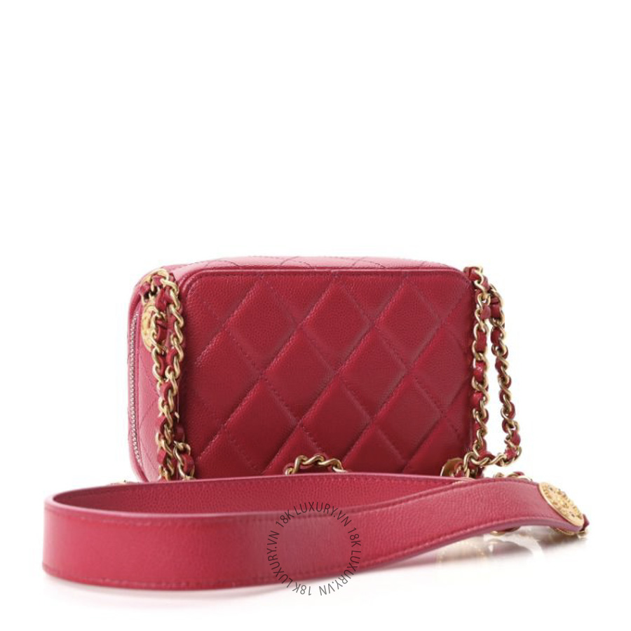 Túi Hộp Đeo Chéo Chanel Caviar Quilted Twist Your Buttons Clutch With Chain Fuchsia CDBC995