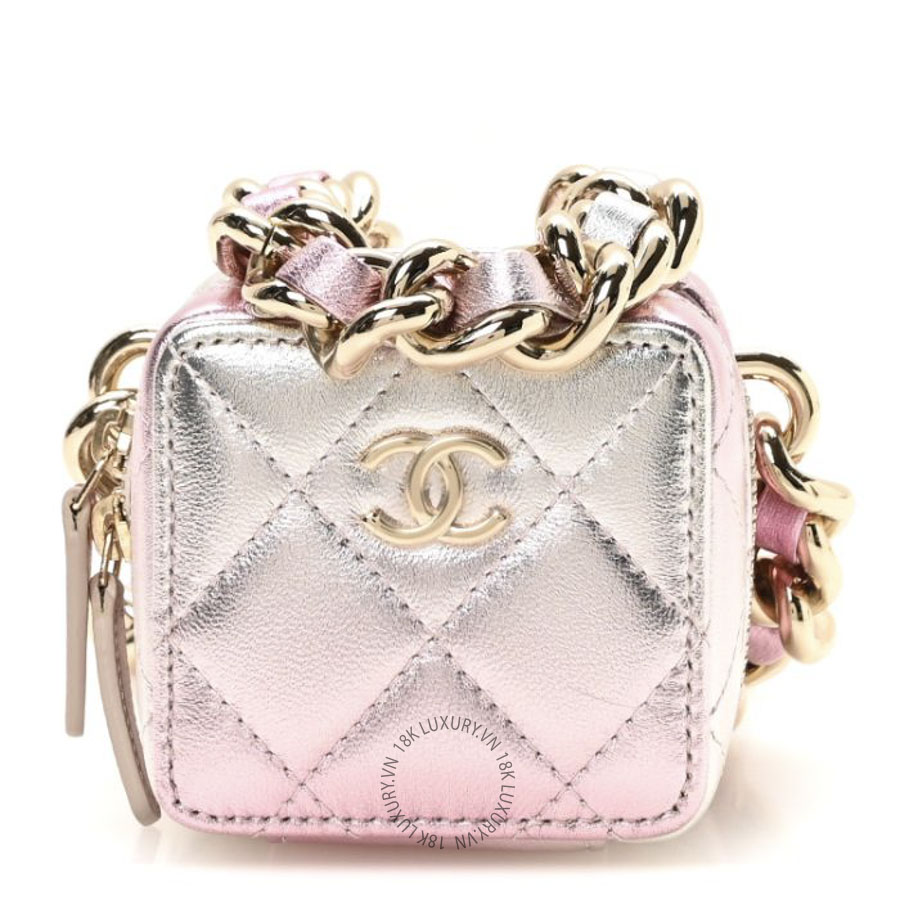 Túi Hộp Đeo Chéo Chanel Gradient Metallic Lambskin Quilted Like A Wallet Clutch With Chain Gold Pink CDBC507