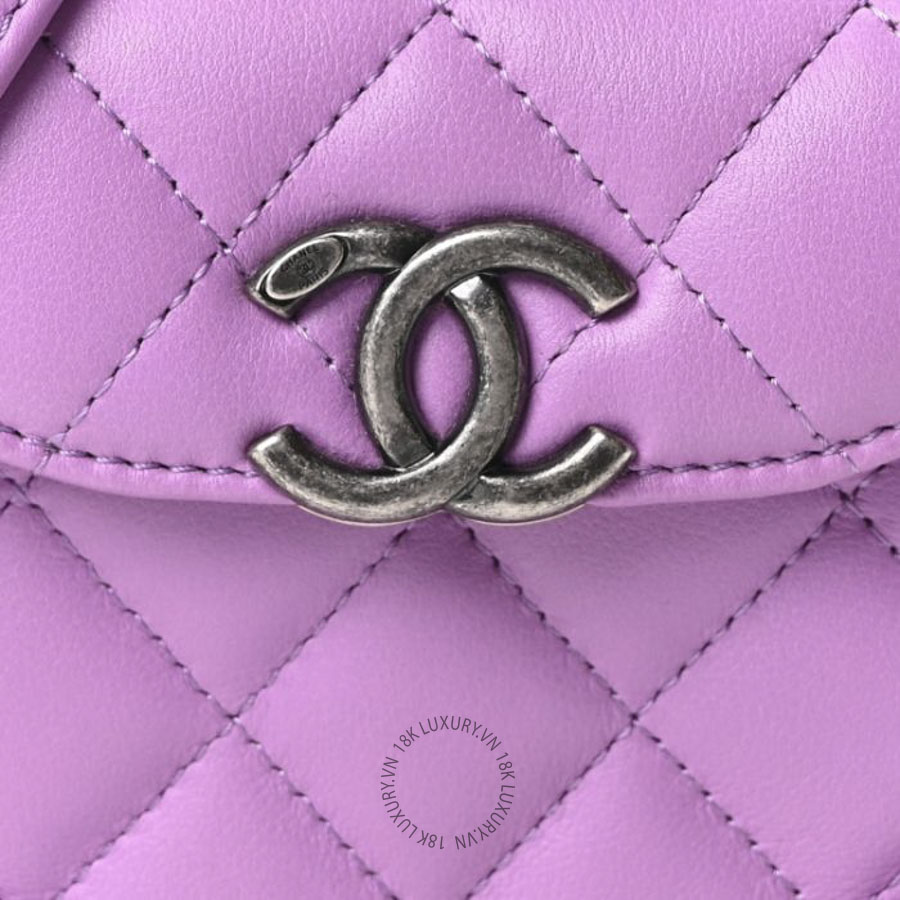 Túi Hộp Đeo Chéo Chanel Lambskin Quilted Mini Box Bag Purple CDBC390 18 Túi Hộp Đeo Chéo Chanel Lambskin Quilted Mini Box Bag Purple CDBC390