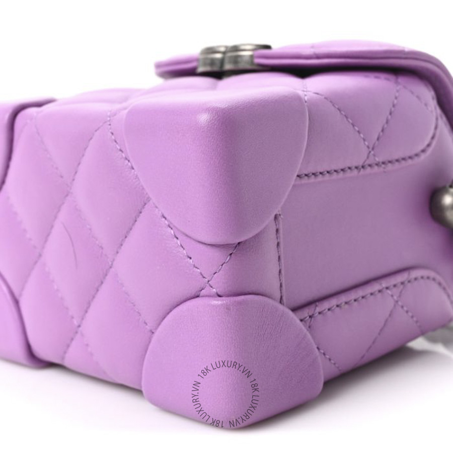 Túi Hộp Đeo Chéo Chanel Lambskin Quilted Mini Box Bag Purple CDBC390 20 Túi Hộp Đeo Chéo Chanel Lambskin Quilted Mini Box Bag Purple CDBC390