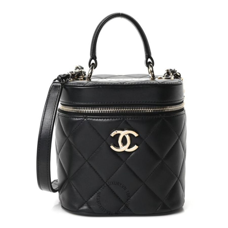 Túi Hộp Đeo Chéo Chanel Lambskin Quilted Trendy Vanity Case Black CDBC469