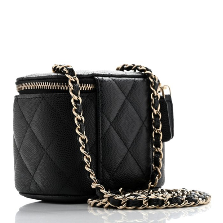 Túi Hộp Vuông Chanel Caviar Quilted Mini Vanity Case With Chain Black CDBC895