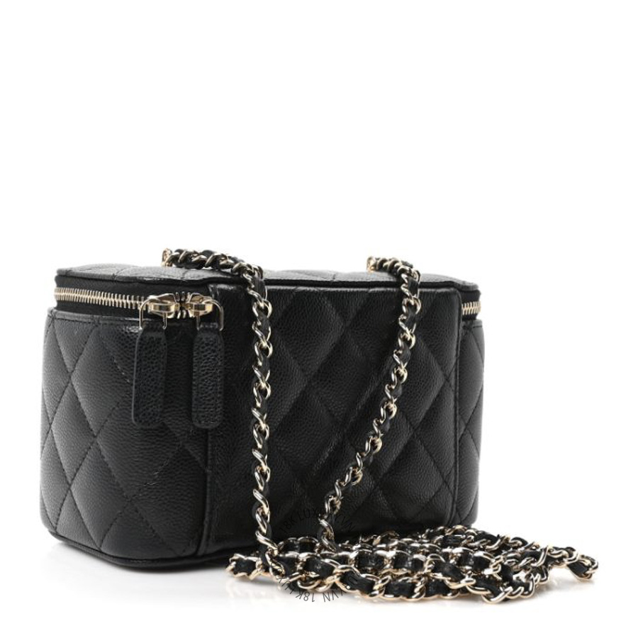Túi Hộp Vuông Chanel Caviar Quilted Small Vanity Case With Chain Black CDBC510