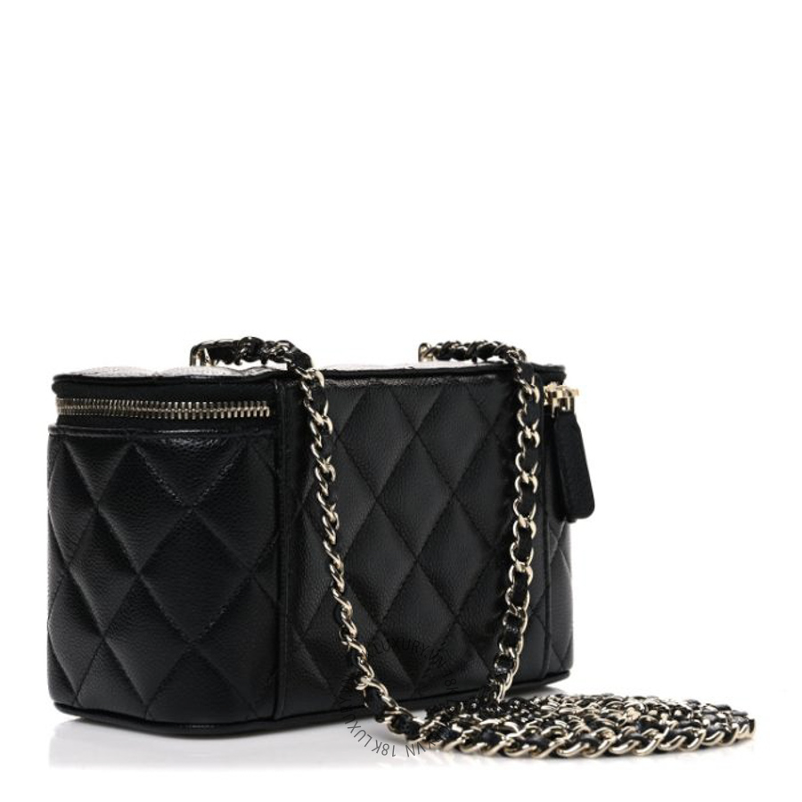 Túi Hộp Vuông Chanel Caviar Quilted Small Vanity Case With Chain Black CDBC557