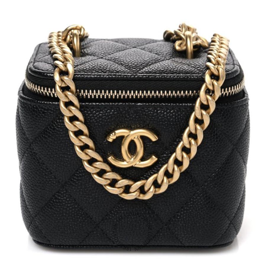Túi Hộp Vuông Chanel Caviar Quilted Sweetheart Mini Vanity Case Black CDBC075