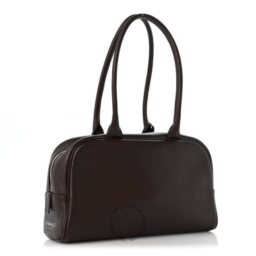 Túi Xách Chanel Calfskin Large Perfect Bowling Bag Dark Brown CDBC389
