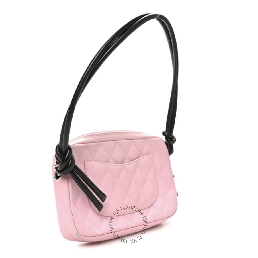 Túi Xách Chanel Calfskin Quilted Cambon Pochette Pink Black CDBC1036