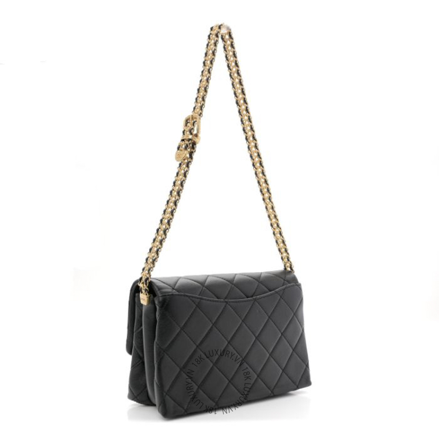 Túi Xách Chanel Calfskin Quilted Mini Chain Strap Flap Black CDBC232