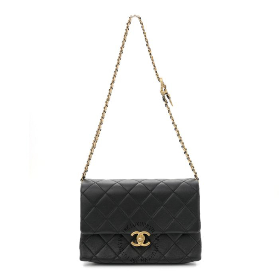 Túi Xách Chanel Calfskin Quilted Mini Chain Strap Flap Black CDBC232