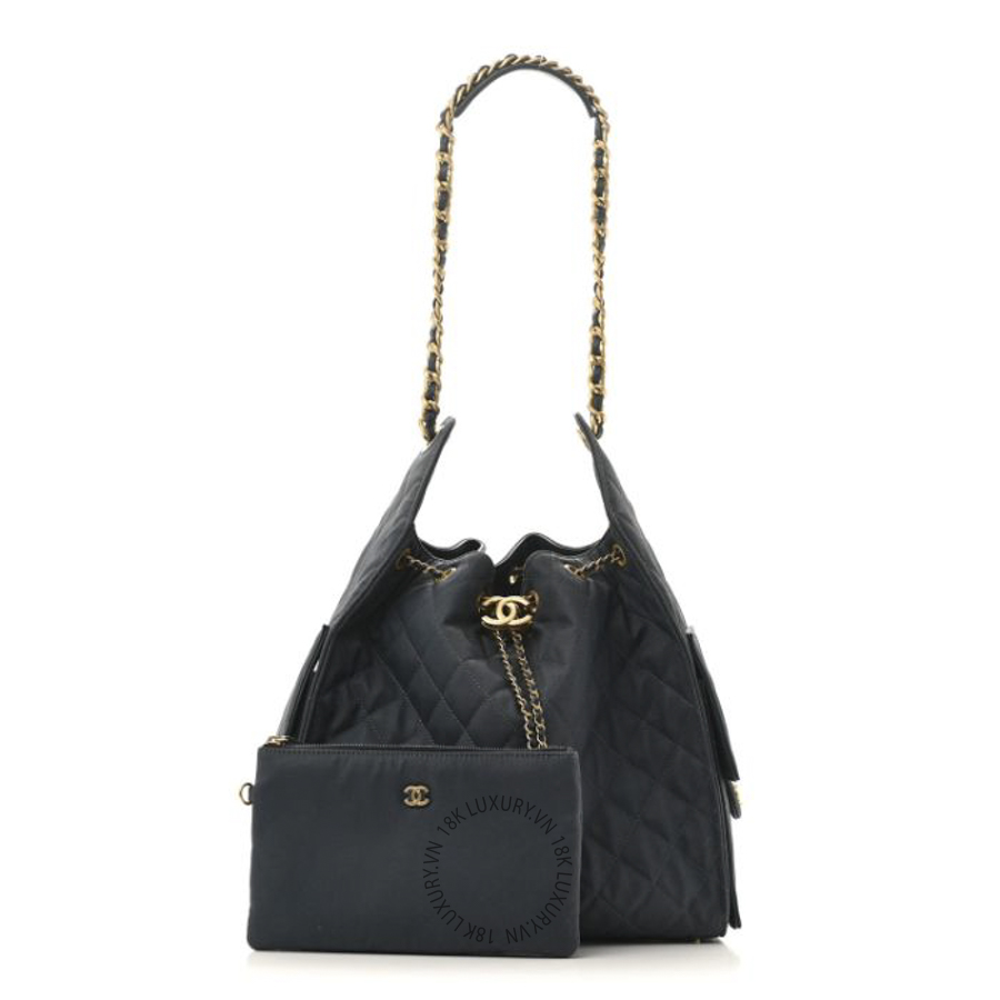 Túi Xách Chanel Canvas Quilted Medium Chanel 25 Handbag Dark Blue CDBC1015
