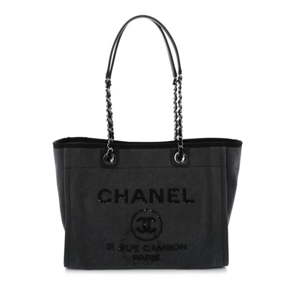 Túi Xách Chanel Canvas Sequin Small Deauville Tote Charcoal CDBC713