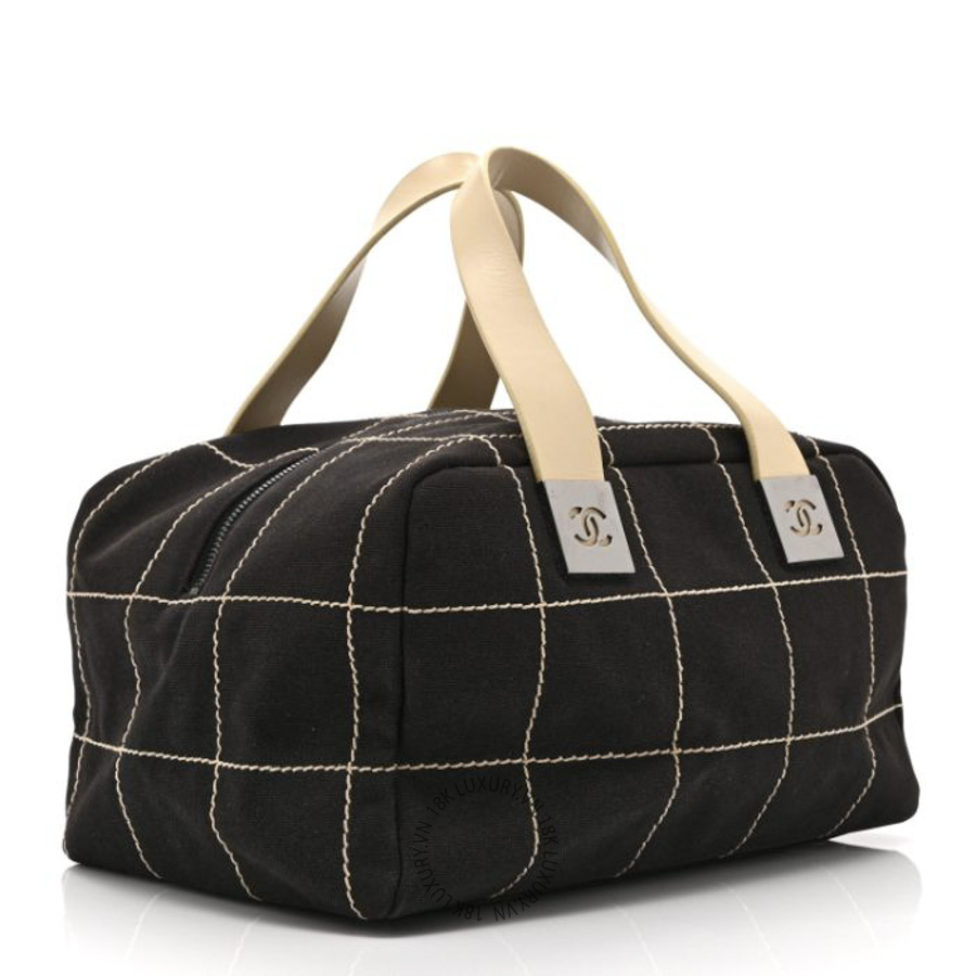 Túi Xách Chanel Canvas Square Stitched CC Boston Bag Black CDBC1040