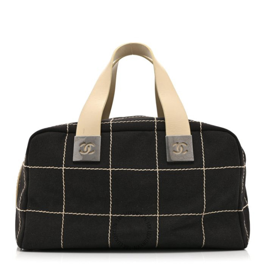 Túi Xách Chanel Canvas Square Stitched CC Boston Bag Black CDBC1040