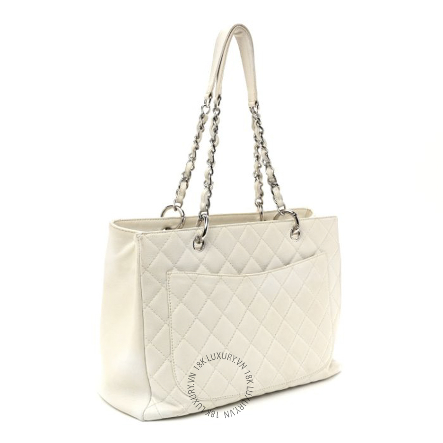 Túi Xách Chanel Caviar Quilted Grand Shopping Tote GST White CDBC1064