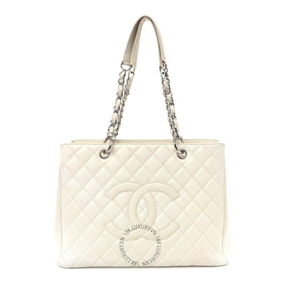Túi Xách Chanel Caviar Quilted Grand Shopping Tote GST White CDBC1064