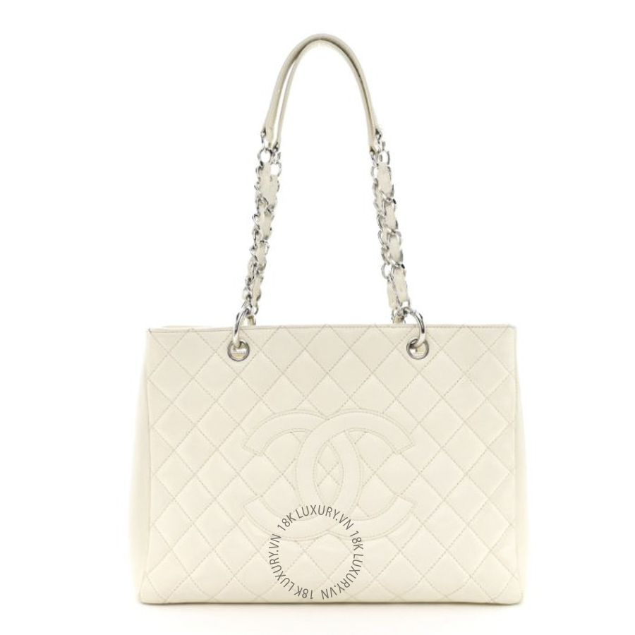 Túi Xách Chanel Caviar Quilted Grand Shopping Tote GST White CDBC1065