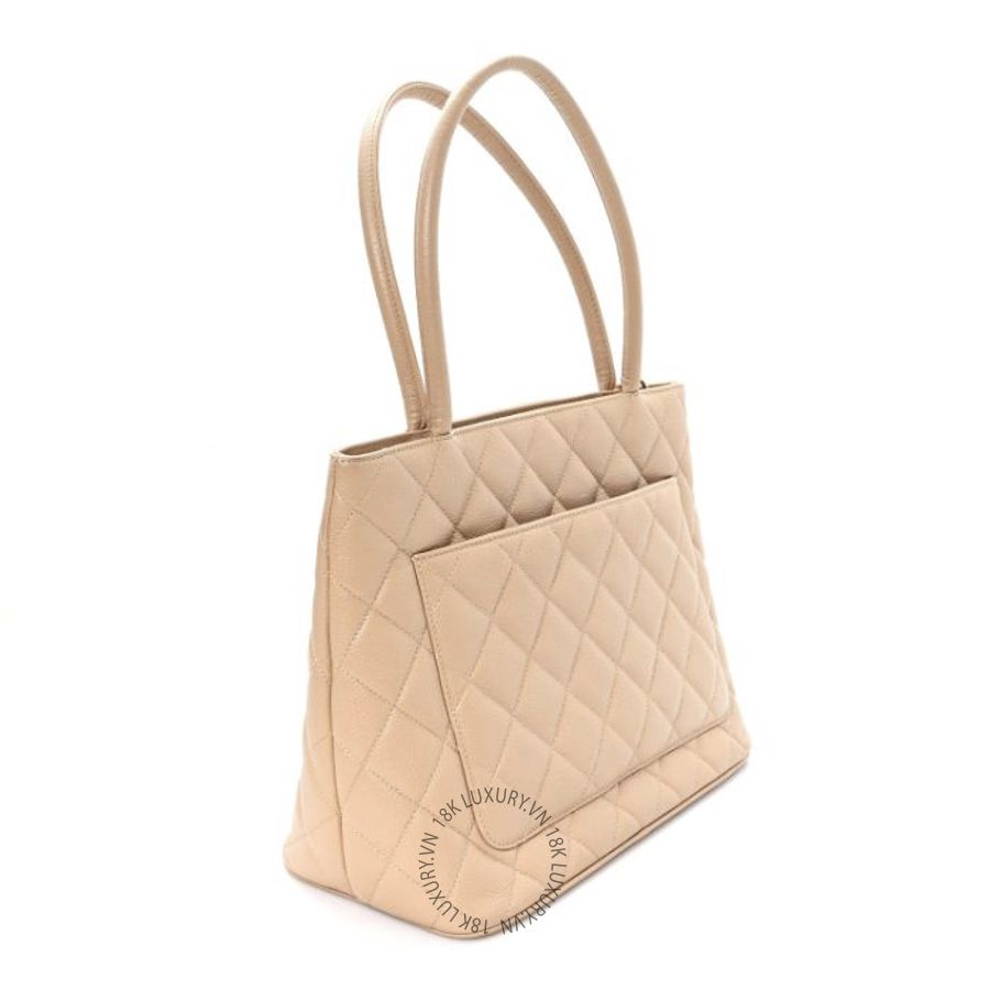 Túi Xách Chanel Caviar Quilted Medallion Tote Beige CDBC565