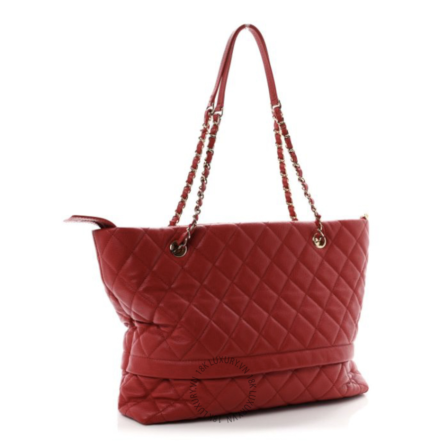 Túi Xách Chanel Caviar Quilted Rolled Up Tote Red CDBC504