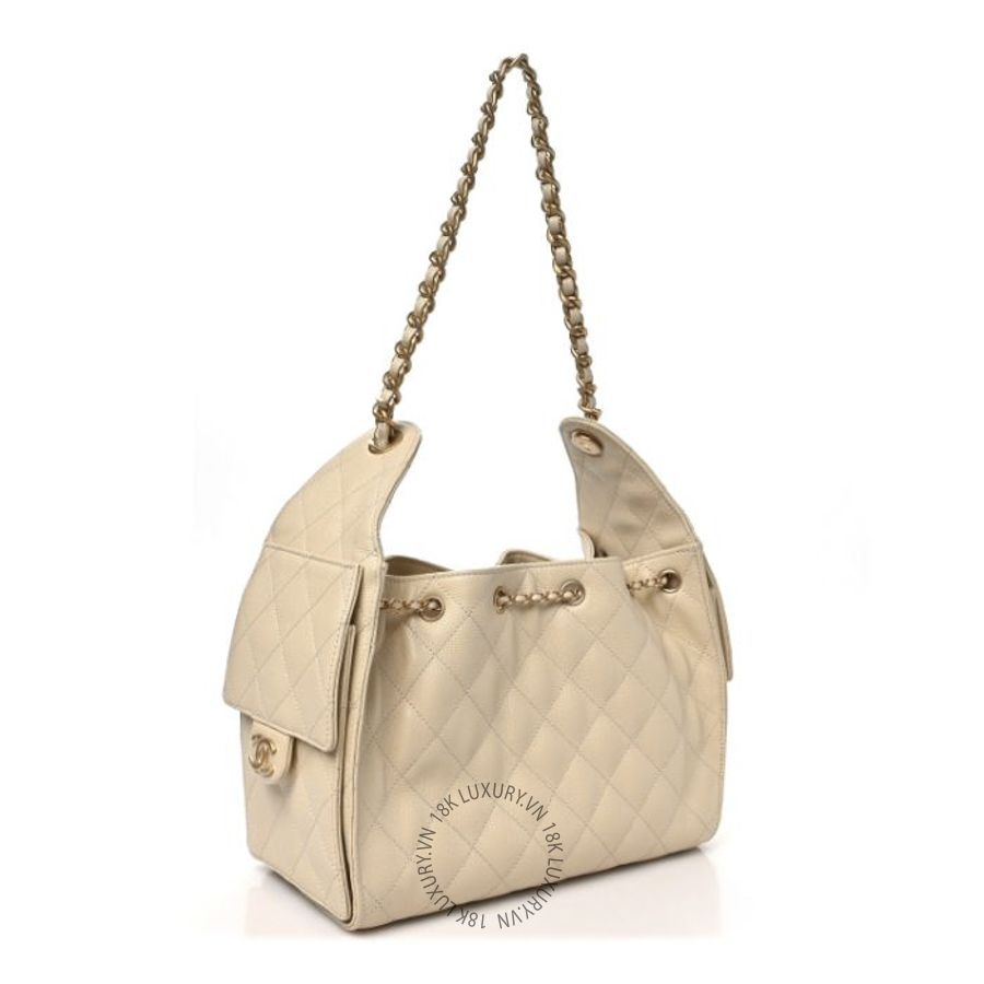 Túi Xách Chanel Caviar Quilted Small Chanel 25 Handbag Beige CDBC308
