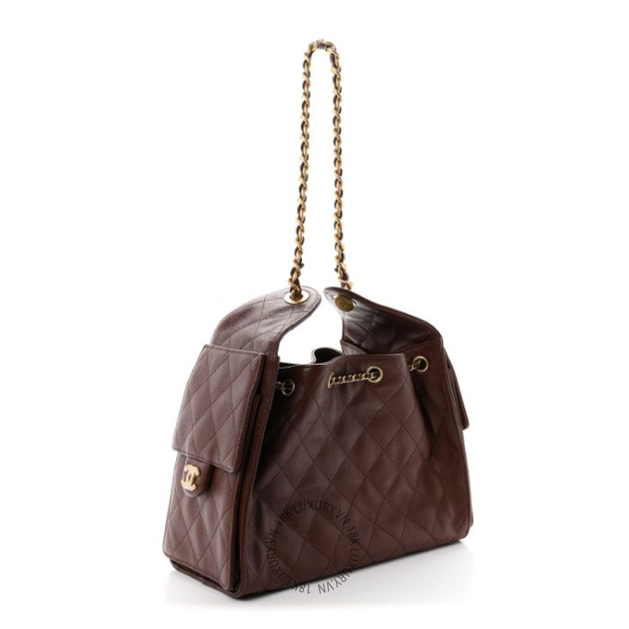 Túi Xách Chanel Caviar Quilted Small Chanel 25 Handbag Brown CDBC561