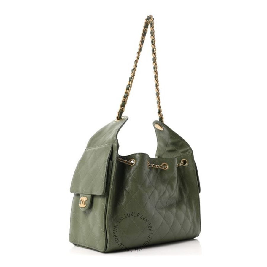 Túi Xách Chanel Caviar Quilted Small Chanel 25 Handbag Khaki CDBC1021