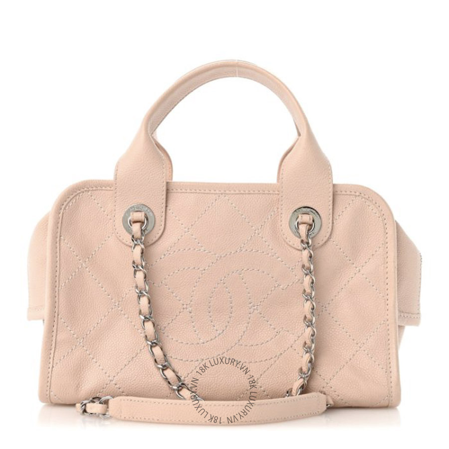 Túi Xách Chanel Caviar Quilted Small Deauville Bowling Bag Light Pink CDBC574