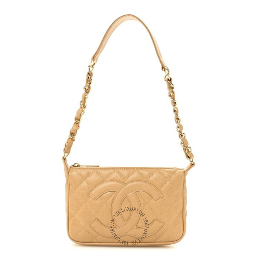 Túi Xách Chanel Caviar Quilted Timeless CC Shoulder Bag Beige CDBC959