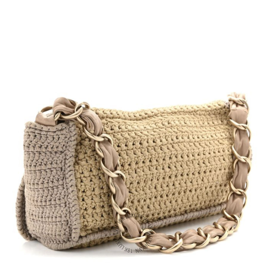 Túi Xách Chanel Crochet Camellia Flap Bag Beige CDBC958