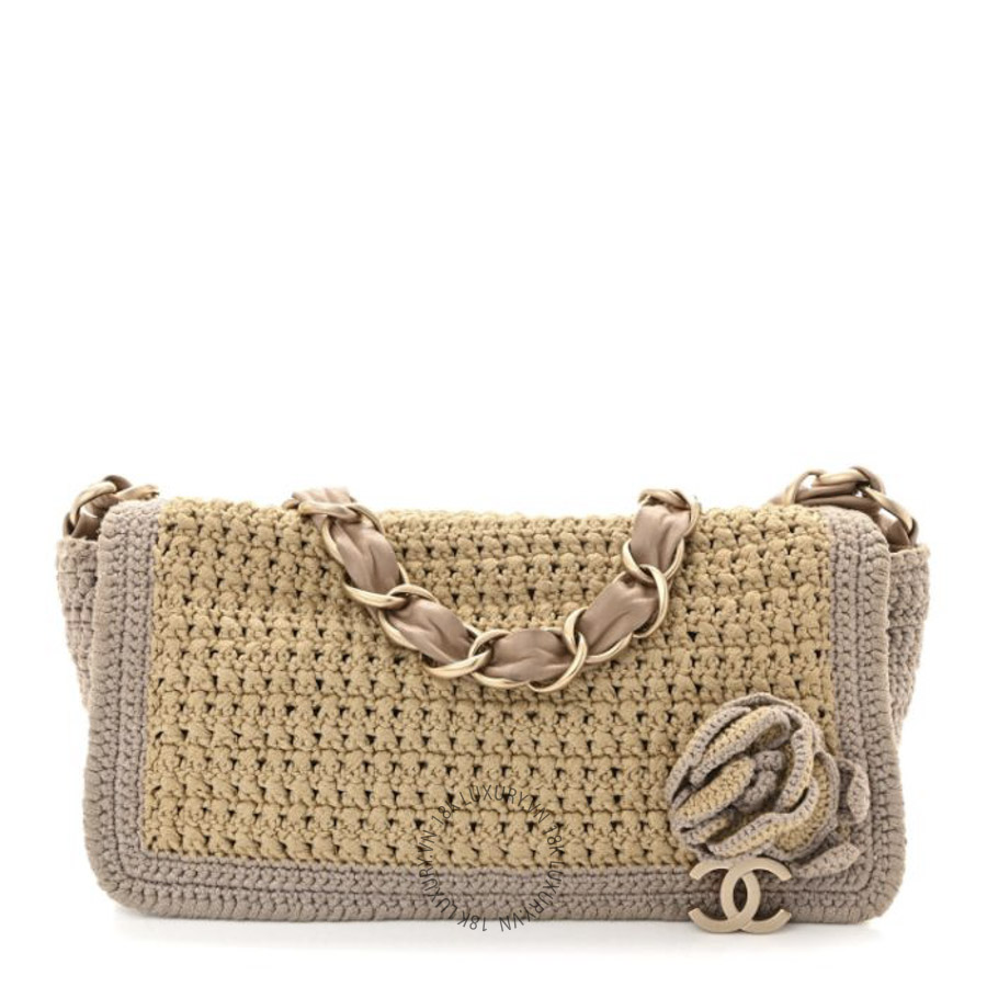 Túi Xách Chanel Crochet Camellia Flap Bag Beige CDBC958
