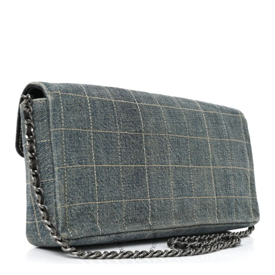 Túi Xách Chanel Denim Chocolate Bar Quilted East West Flap CDBC1037