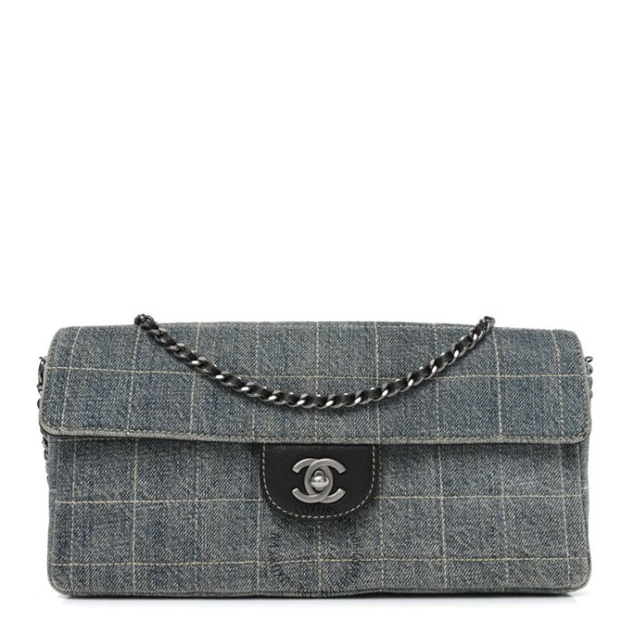 Túi Xách Chanel Denim Chocolate Bar Quilted East West Flap CDBC1037