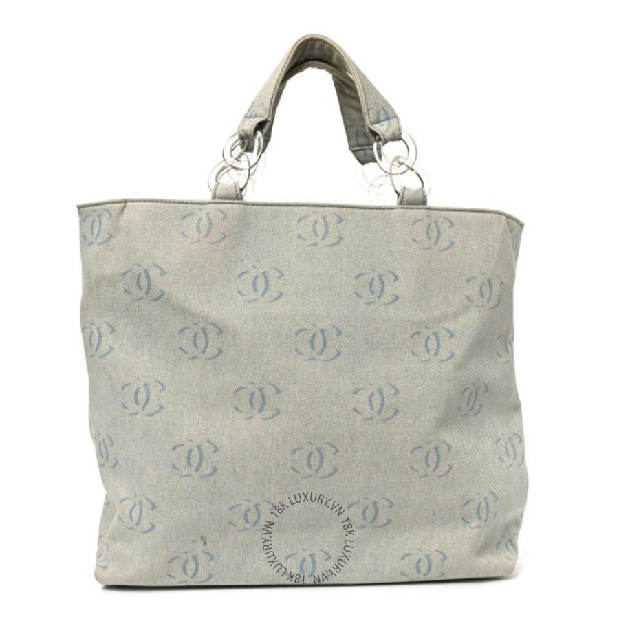Túi Xách Chanel Denim Large CC Tote Light Blue CDBC464