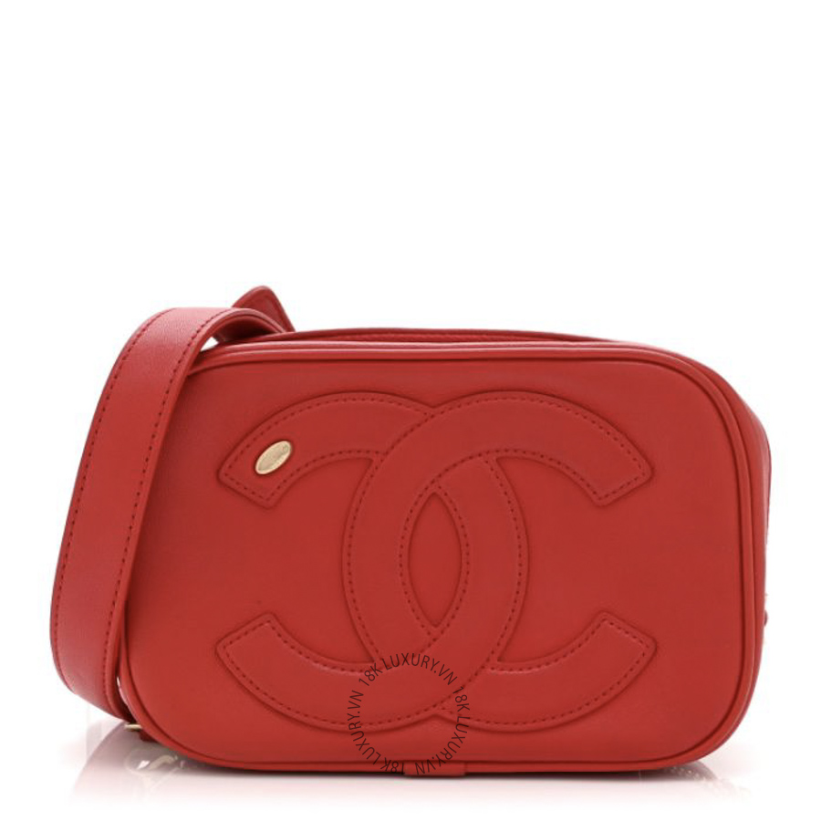 Túi Xách Chanel Lambskin CC Mania Camera Case Red CDBC1045