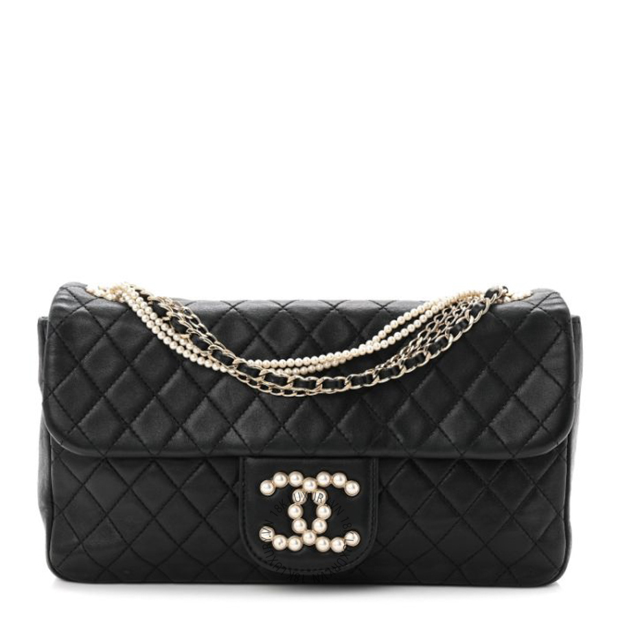 Túi Xách Chanel Lambskin Medium Westminster Pearl Flap Black CDBC086