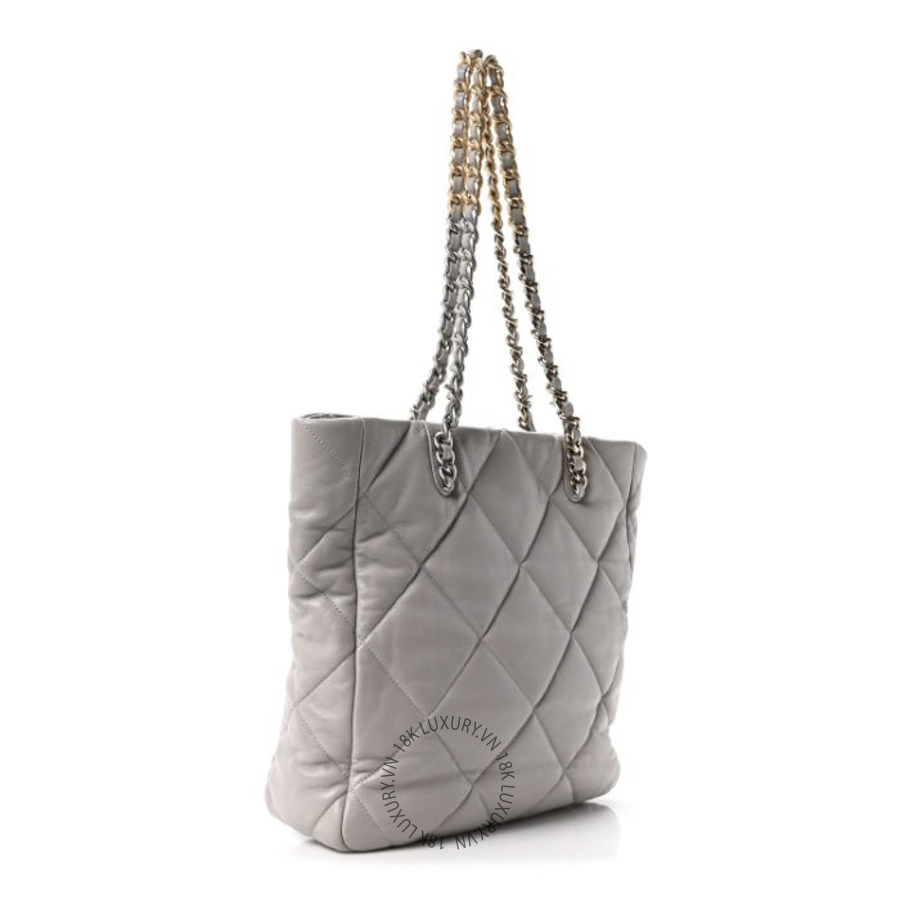 Túi Xách Chanel Lambskin Quilted Chanel 19 Shopping Bag Grey CDBC1112