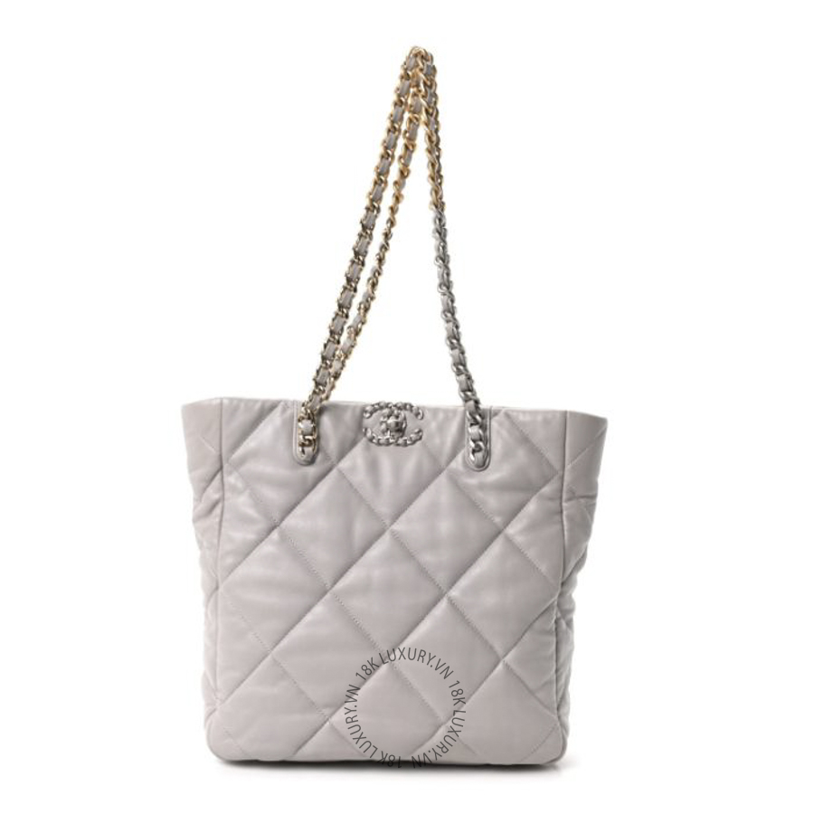 Túi Xách Chanel Lambskin Quilted Chanel 19 Shopping Bag Grey CDBC1112