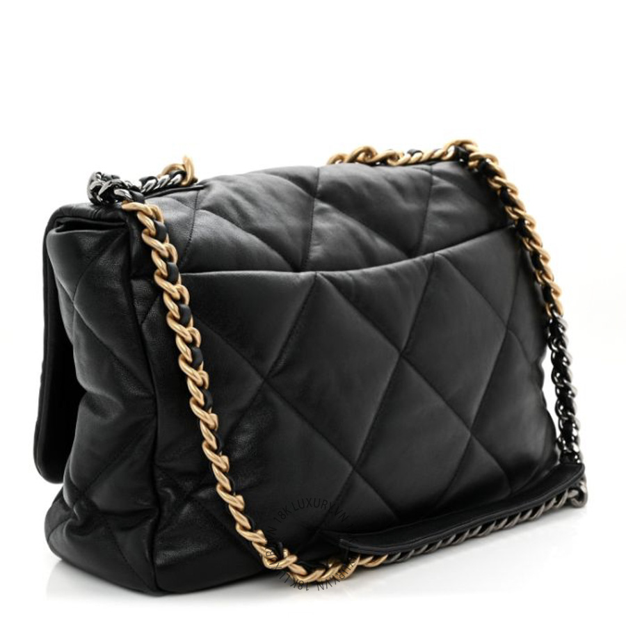 Túi Xách Chanel Lambskin Quilted Maxi Chanel 19 Flap Black CDBC976