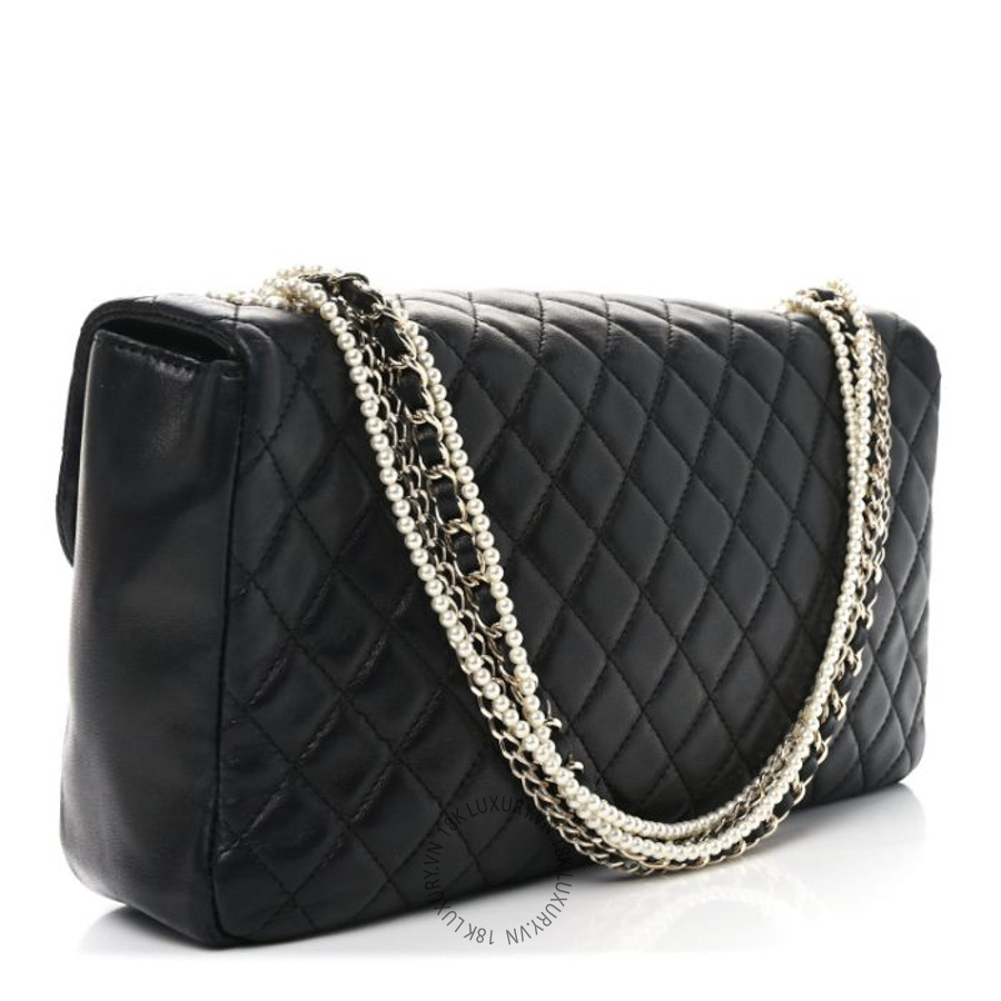 Túi Xách Chanel Lambskin Quilted Medium Westminster Pearl Flap Black CDBC085