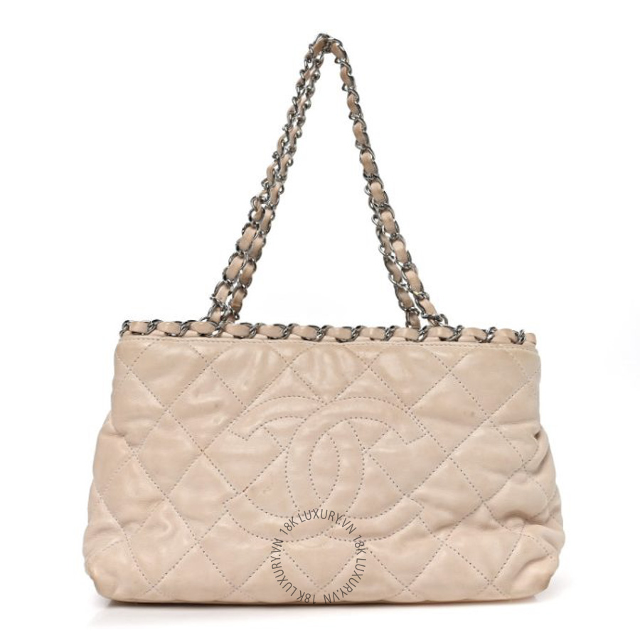 Túi Xách Chanel Lambskin Quilted Mini Chain Me Tote Light Beige CDBC252