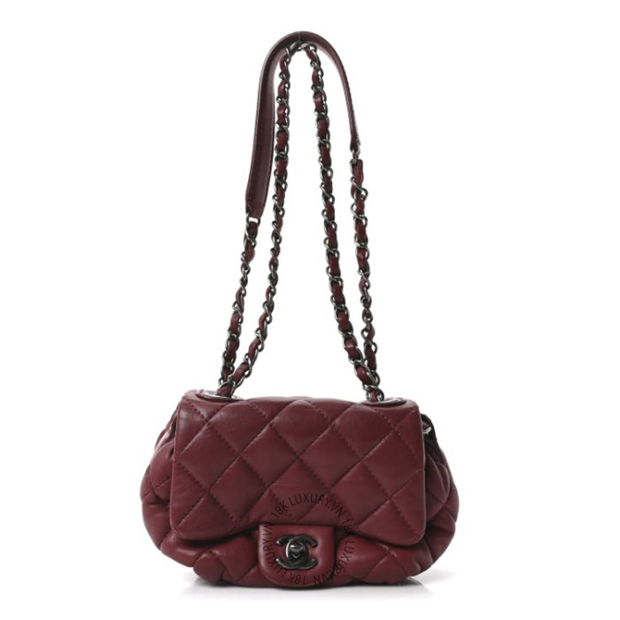 Túi Xách Chanel Lambskin Quilted Mini Round Flap Red CDBC711