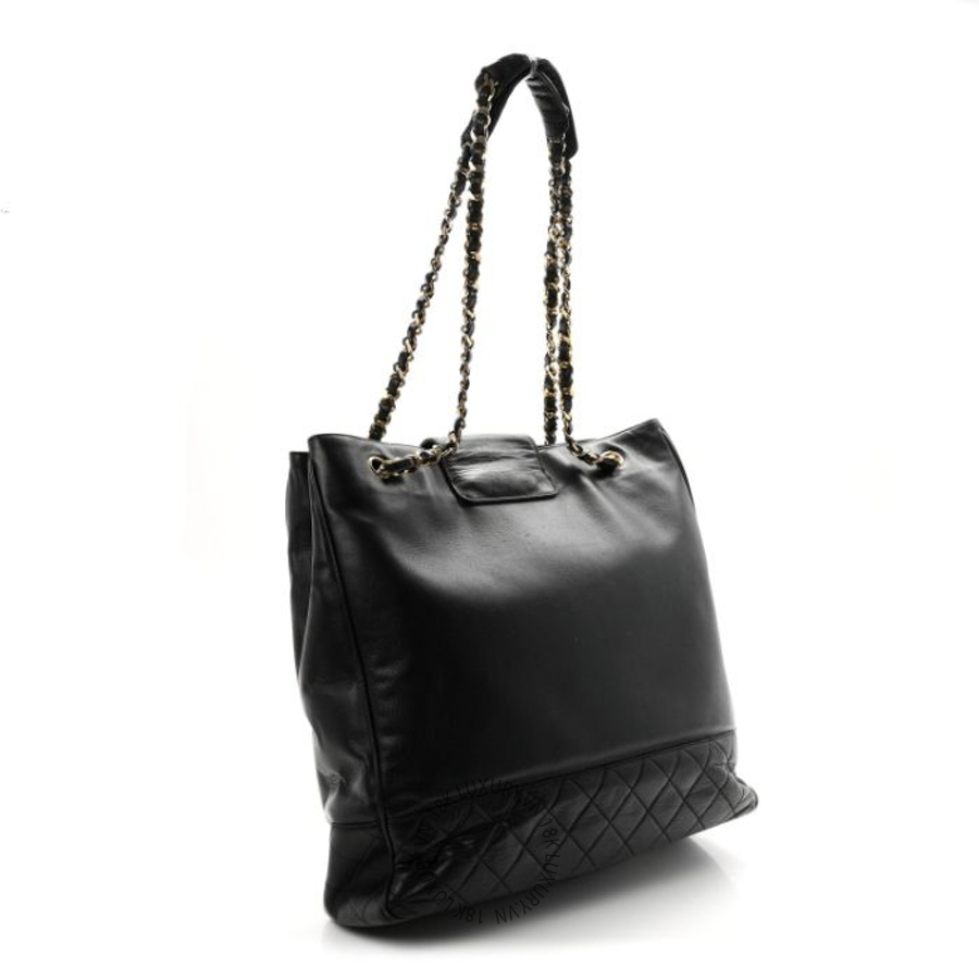 Túi Xách Chanel Lambskin Quilted Shopping Tote Black CDBC632