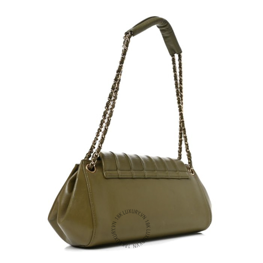 Túi Xách Chanel Lambskin Vertical Quilt Small Accordion Flap Green CDBC617